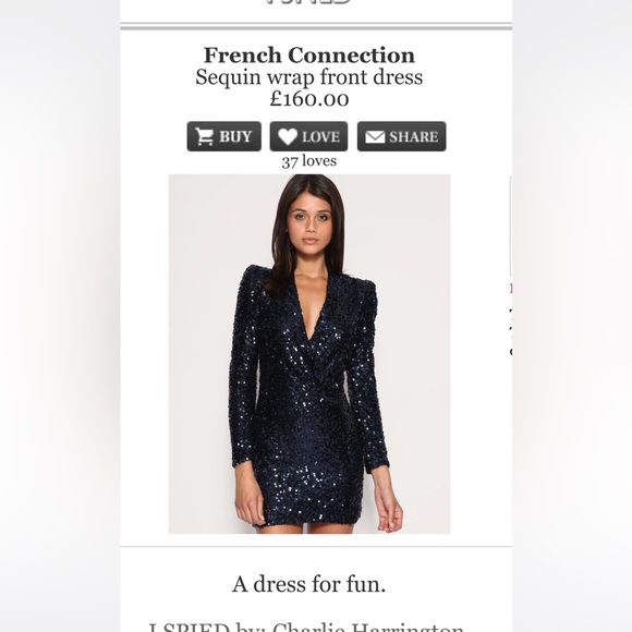 French Connection Sequin Dress (Dark Navy Blue) - Picture 5 of 11